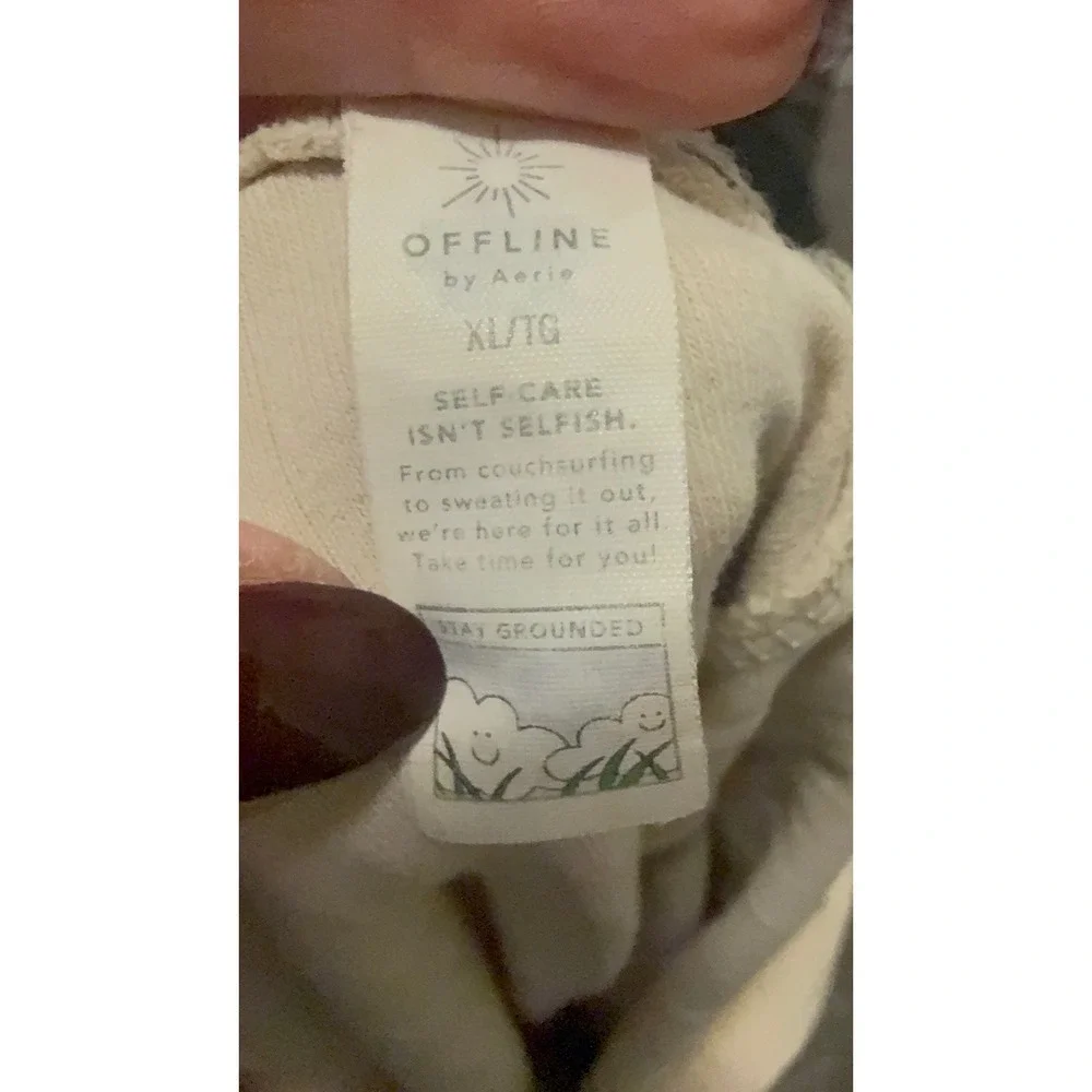 Offline by Aerie Ribbed Wide Leg Lounge Pants‎ Cream XL TG